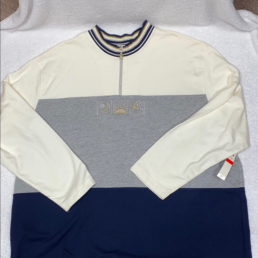 Nwt activology casual celestial Colorblock quarter zip pullover 1X